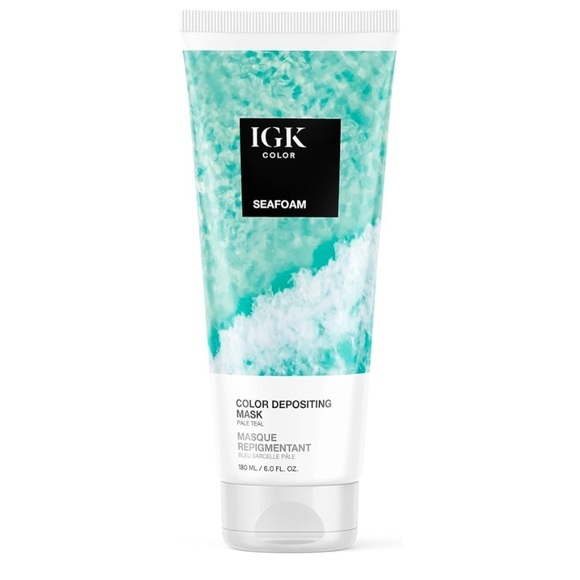 IGK Seafoam Pale Teal Color Depositing Conditioning Hair Mask Full Size 6 Oz NWT - Picture 1 of 14